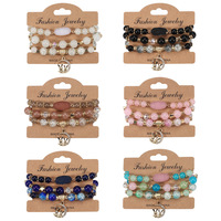 Go Party 7 Couleurs Style Bohème Élastique Multi-Couche Bracelet Strass Lapin Pendentif Bracelets Ensembles Fluorite Perles Bracelet
