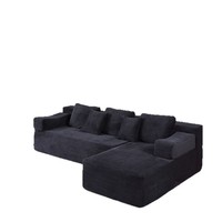 Sofá Cama en Forma de L Minimalista Italiano de Alta Densidad con Esponja, Cubierta de Pana, Reclinable y Móvil para Salas de Estar Pequeñas