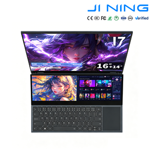 Ordinateur portable double écran 16''+14'' neuf, <span class=keywords><strong>Intel</strong></span> <span class=keywords><strong>Core</strong></span> <span class=keywords><strong>i7</strong></span> <span class=keywords><strong>9850H</strong></span>, clavier rétroéclairé pleine taille, LAN Gigabit, boîtier métal - Product Image 1
