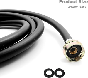 Manguera de entrada flexible de goma negra para lavadora con doble conexión hembra de latón - Product Image 5