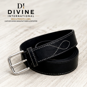 Ceinture décontractée en cuir de vache véritable avec boucle ardillon en alliage, largeur 35 mm, longueur personnalisable, haute résistance, durable, fabriquée à la main - Divine - Product Image 1
