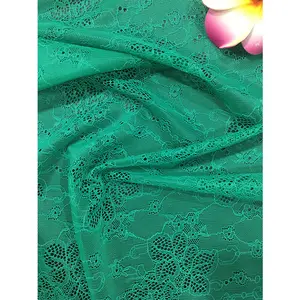 2019 Nylon Spandex Stretch Leaf Spitze Stricken grünen Spitzens toff für Frauen Kleid