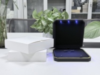Boîte à bijoux LED noire octogonale à bord doré en gros, boîte à bijoux LED noire pour la vente au détail, boîte à bijoux LED noire octogonale à bord doré en stock