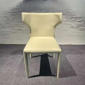 Designer italiano Bege Branco Saddle Leather Dining <span class=keywords><strong>Chair</strong></span> Modern Minimalista Estilo Nórdico com Luxo Leve para Uso Doméstico ou no Hotel - Product Image 2
