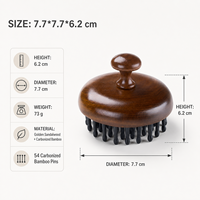 Brosse de massage du cuir chevelu en bois personnalisée avec logo, brosse à shampooing en bambou carbonisé, outil de soin des cheveux, marque privée OEM