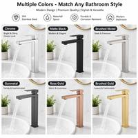Robinet de lavabo haut en acier inoxydable 304 noir mat, monotrou, à poser sur le comptoir, mitigeur chaud/froid à poignée unique pour salle de bain