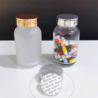 50 60 80 100 120 150 200ML Bouteille en verre de Capsule de supplément de pilule givré clair à large bouche avec bouchon en plastique pour l'utilisation de produits de santé