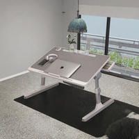 Table de lecture portable et pliable en cuir PU, bureau d'ordinateur portable en bois avec fonction de levage pour chambre à coucher
