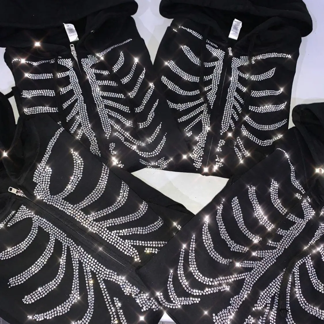 Personalizza il tuo bling crystal design skull rhinestone full zip up hoodie streetwear per donna e uomo