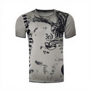 T-shirt personnalisé pour homme, effet délavé, streetwear, hip hop, 100% coton, impression personnalisée, coupe classique, vintage, manches courtes, léger - Product Image 1