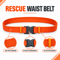 Ceinture de sauvetage pour pompier orange avec sangle en polyester monobloc et boucle à dégagement rapide en nylon 66