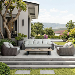 Ensemble de canapés en rotin tressé en aluminium de style japonais pour hôtel et mobilier de jardin avec salle à manger <span class=keywords><strong>sur</strong></span> la <span class=keywords><strong>terrasse</strong></span> - Product Image 1