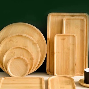 Plateau de service en bambou, assiette à dessert en bois, style japonais, design simple, couleur bois naturel, plateaux de service plats - Product Image 4