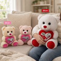 Ours en peluche espagnol Te Amo de 25 cm et 30 cm, cœur argenté métallique, animaux en peluche doux, cadeau de la Saint-Valentin pour petite amie