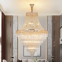 Lustres français de luxe en cristal pour la maison Villa Duplex Escaliers Hall d'hôtel et salon avec lumière principale à hauteur réglable