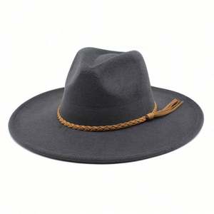 Sombreros Fedora de Jazz Personalizados para Hombre y Mujer, Colección Otoño-Invierno, con Borde Ancho y Borlas Trenzadas de Gamuza, para Fiestas - Product Image 5