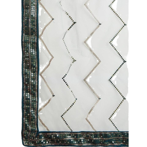 Impresionante ropa de boda de seda artística Lehenga Choli con lentejuelas azules Dupatta adornadas para novias - Product Image 1