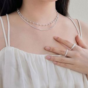 Collar de Perlas de Varias Capas con Diseño Elegante y Sencillo Dylam, Chapado en Rodio sobre Plata S925, para Mujer, Accesorios de Vestir - Product Image 4