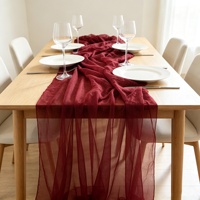 Chemin de table plissé en polyester, tissu transparent froissé 80x300cm, couleur personnalisée pour mariage, maison, table à manger