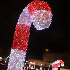 3D рождественские светодиодные уличные украшения, конфеты, трости, подсвеченные рождественские светильники