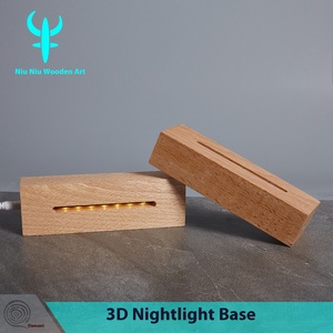 Acryl-LED Warmweiße Rechteckige Moderne Schlafzimmer-Nachtlampe Tischlampe mit Holzsockel Batteriebetrieben Steckbar DIY Weinflaschen-Dekor - Product Image 6