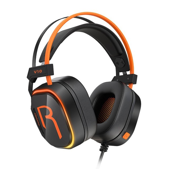 V10 Over-Ear Gaming Headset RGB Game Atmosphere Light for PUBG CF PC Esports Wired USB 7.1 Surround Headphones Xbox