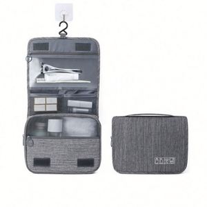 Portable Travel Waterproof Polyester Cosmetic <b>Storage</b> Bag Dry and Wet Separation Hanging <b>Toiletry</b> Wash Bag - Product Image 1
