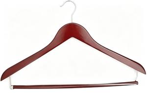 <span class=keywords><strong>Cintre</strong></span> en <span class=keywords><strong>bois</strong></span> poli rouge noyer édition limitée avec crochet pivotant pour les boutiques de vêtements vintage - Product Image 2
