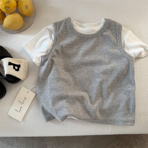 Nuovo Arrivo: T-shirt Senza Maniche a Costine in Cotone Tinta Unita per Adulti e Bambini - Top Estivo Carino per Papà e Ragazzi - Product Image 5