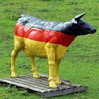 Patung Sapi Lukis Ukuran Asli untuk Dekorasi Taman, Patung Banteng dari Resin Fiberglass