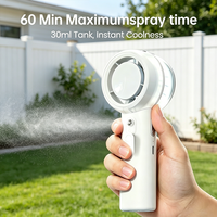 Ventilateur portable rechargeable en plastique avec pulvérisateur, affichage numérique, rafraîchissement estival, grand réservoir d'eau, longue autonomie de la batterie, version anglaise