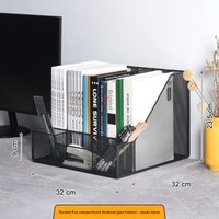 Organisateur de bureau en maille métallique pour documents A4, avec bord biseauté, neuf compartiments, serre-livres, support de rangement multifonctionnel pour bureau
