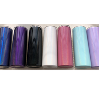Bouteille d'eau à paillettes double paroi en acier inoxydable, contenant isolé, pour sublimation, blanc, droit, slim, avec paille, 10 oz 20oz 30oz