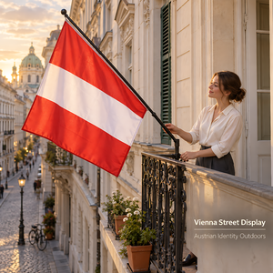 Bandiera Nazionale Austriaca Personalizzata 3x5ft in Poliestere per Esterni con Occhielli in Ottone per Celebrazioni Nazionali ed Eventi Europei - Product Image 4