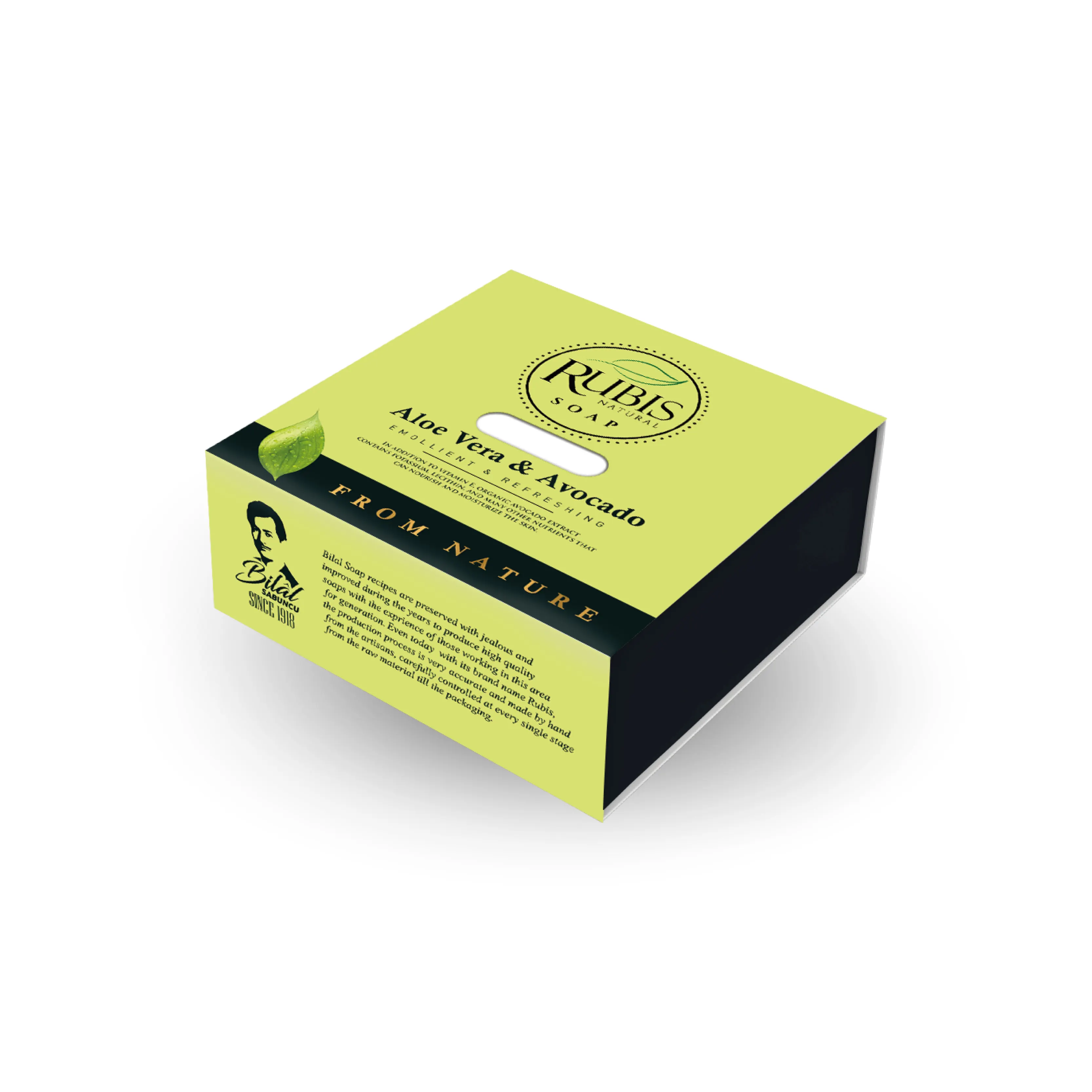 RUBIS - 125 gr de jabón emoliente y refrescante en caja jabón Natural Aloe Vera y extracto de aguacate