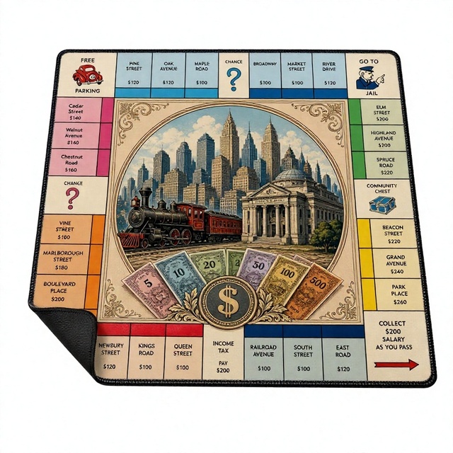 Custom Printed Square Board Game Table Mat 90x90cm Polyester Natural Rubber Base Stitched Edge
