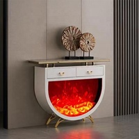 Meuble TV électrique autoportant en bois avec console multimédia, flamme LED, chauffage 1500W et télécommande pour salon