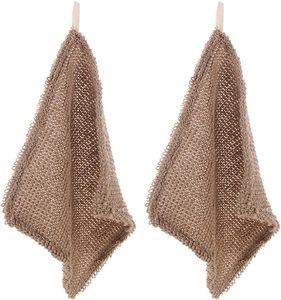Serviette de bain et de douche exfoliante 100 % naturelle en jute, sisal et lin pour le corps et le visage - Product Image 1