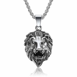 Lion Head <b>Titanium</b> Steel Pendant Unisex Necklace Gift Jewelry Fashion Charm - Product Image 5