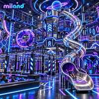 Aire de jeux commerciale souple Cyber Ninja Neon pour centres pour enfants, service après-vente, jeux interactifs, toboggan tunnel, labyrinthe
