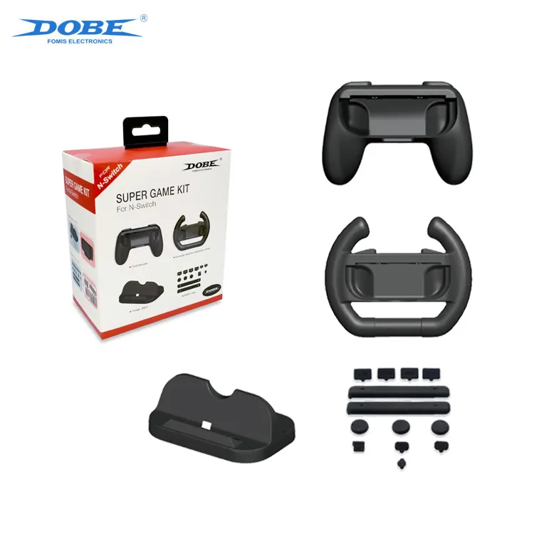DOBE - Kit de jogo com suporte para carregador e doca de direção, acessório original de fábrica para jogos Nintendo Switch, com proteção contra poeira