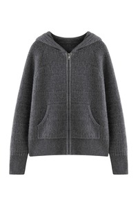 Cárdigan Grueso de Cachemira 100% para Otoño e Invierno, Chaqueta con Capucha y Cremallera para Mujer, Suéter Holgado de Punto - Product Image 2