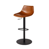 [En stock] Tabouret de bar moderne en cuir, réglable en hauteur, pivotant, avec structure en acier inoxydable, pour usage domestique, tabouret haut de salle à manger