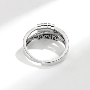 Exquisite Lucky Letter <b>Adjustable</b> <b>Rings</b> Copper Rhodium Plated Anxiety Rotating Beads Finger <b>Ring</b> Jewelry For Women - Product Image 4