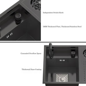 Lavello Nero Nano con Lavabicchieri per Bar Caffè Hotel Fornitore di Lavelli da Cucina Lavello Intelligente con Copertura - Product Image 5