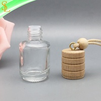 Flacon suspendu en verre vide pour parfum de voiture de 8 ml avec bouchon en bois, flacon diffuseur de parfum pour voiture suspendu
