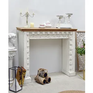 Innova European Carving Classic Modern Fireplace Home Decor Living Room MDF Rustic White Fireplace Surround with Wood Mantel