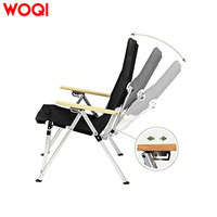 Chaise longue d'extérieur WOQI en métal léger et bois massif, design moderne, chaise pliante de plage