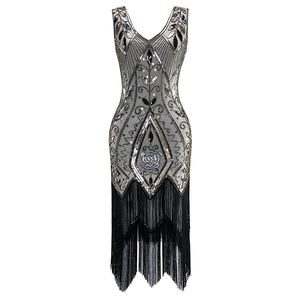 <span class=keywords><strong>Robe</strong></span> de soirée à bretelles, vêtement <span class=keywords><strong>Vintage</strong></span>, grand gatsby, à paillettes, col en V pour femmes, <span class=keywords><strong>1920</strong></span> - Product Image 2