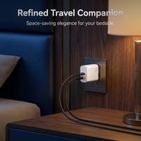 Chargeur portable mini pour ordinateur portable, prise standard européenne blanche, double port 45W PD QC, chargeur de voyage Type-C + USB-A compact